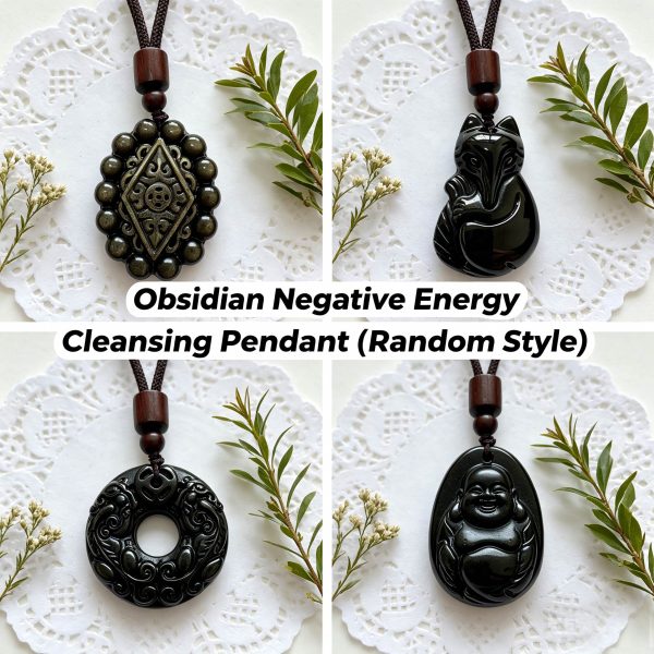 A21 Obsidian Negative Energy Cleansing Pendant (Random Style)
